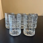 VTG Anchor Hocking Glass TARTAN Clear  Juice Tumbler 4 1/8" Set Of 5