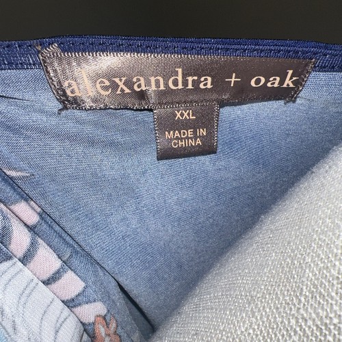 Alexander + Oak Women's Dress Blue With Bright Flowers Size XXL Short Sleeve - Picture 6 of 9