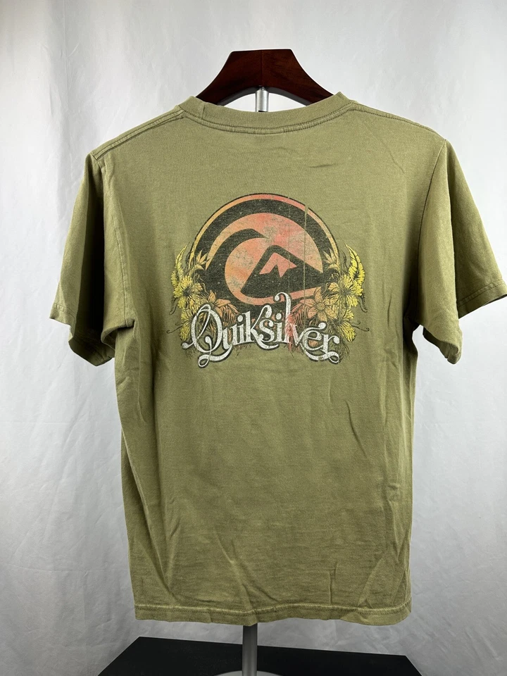 Quicksilver Boys Moss Green Weathered Classic Shirt 100% Cotton Size Large - Image 2 of 4