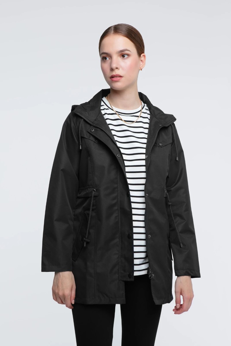 ELLE Womens Festival Short Parka Black UK 12 UK