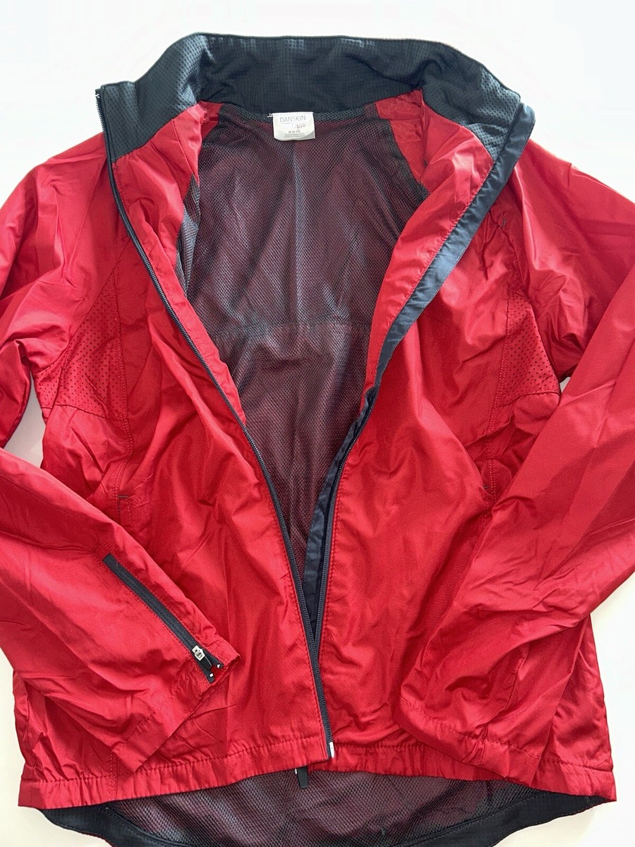 Women's Red Danskin Windbreaker Jacket Coat Size 8-10 Medium