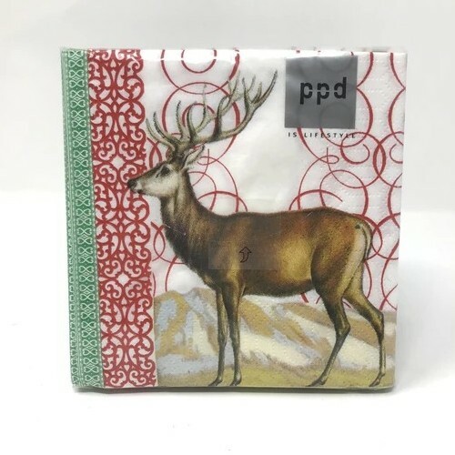 TWO (2) PPD "Holiday Deer"Cocktail Napkins for Decoupage & Crafts eBay