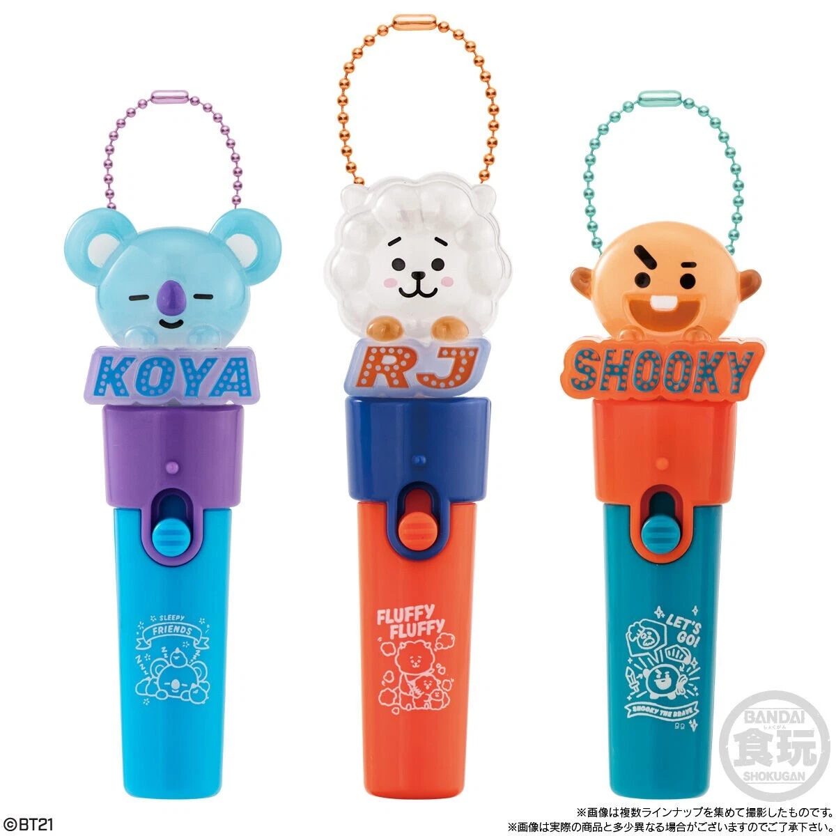 BT21 Light stick charm complete set Shokugan Kpop ABS MABS 100mm x