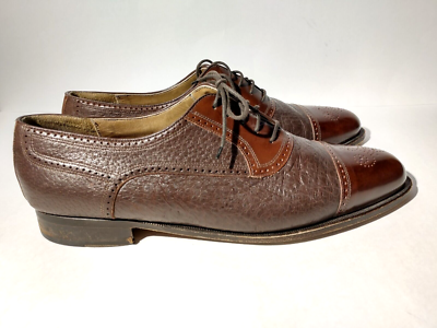 Johnston Murphy DOMANI Italian Brown Leather Cap Toe Brogue Oxford 