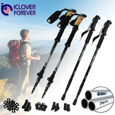 Pair of 2 Trekking Poles Walking Hiking Sticks Anti-shock Adjustable Alpenstock