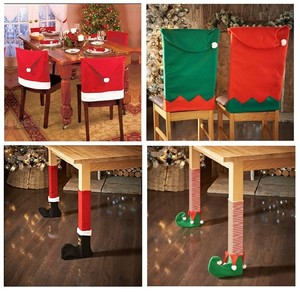 Details About Elf Santa Dining Chair Table Leg Covers Christmas Xmas Novelty Decoration