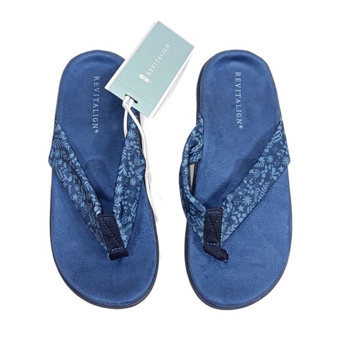 Revitalign Euphoria Damen-Sandalen 6D Weite blau orthopädisch Komfort Riemen Blumenmuster - Bild 2 von 5