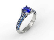 1.20 Ct Blue Sapphire Round CZ Engagement Wedding Ring 925 Sterling Silver