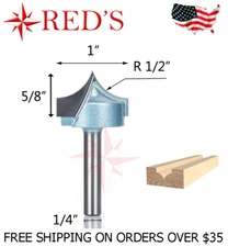 Tideway Carbide Industrial LC04051604 R1/2" Radius Carving 1/4" shank router bit