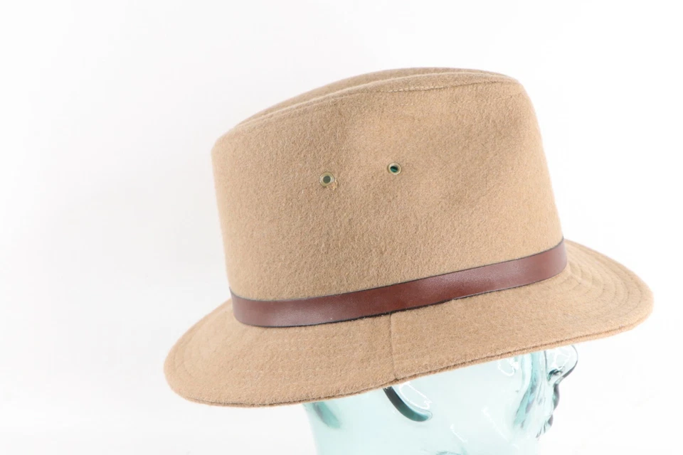 Винтажный 60-х Kangol дизайн кожаный ремень шерсти Fedora шляпа коричневый США средний союз сделано - Изображение 3 из 4