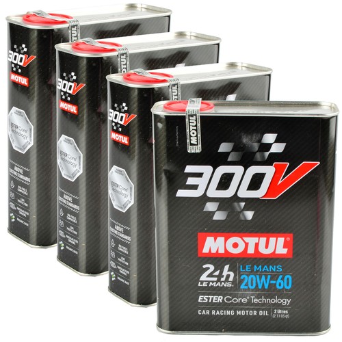4x 2L MOTUL 300V LE MANS 20W60 Olej silnikowy Ester Core Wyścigi Olej do sportów motorowych 110824