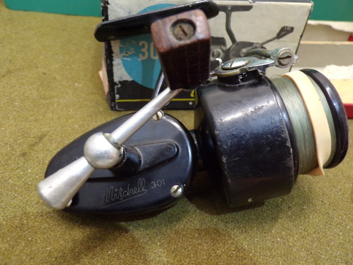 Moulinet Pêche Ancien Mitchell 301 – Vintage Années 60, Fabriqué En France