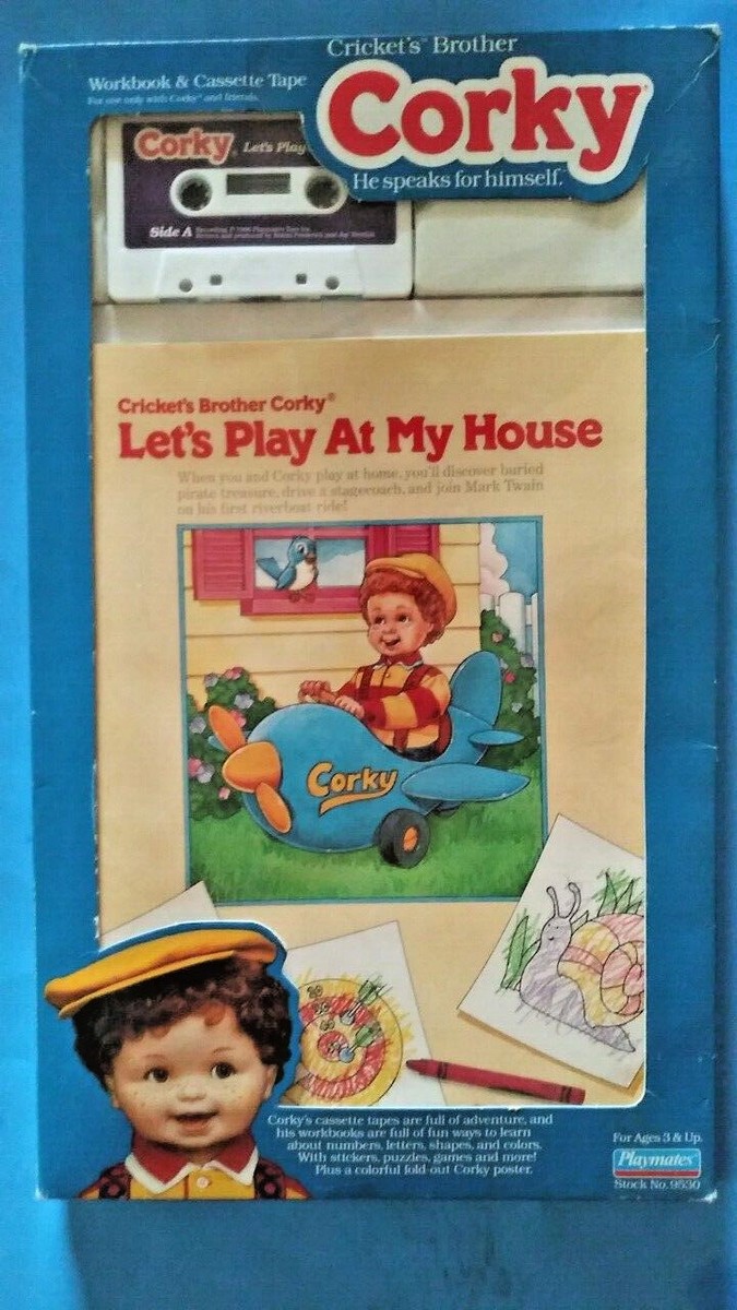 1986 TALKING CORKY BOOK &amp; CASSETTE / Cricket CORKY Let&rsquo;s Play At 