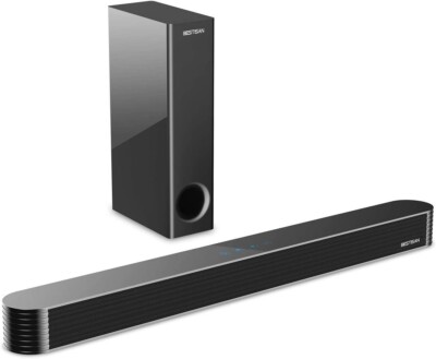 25 Inch TV Soundbar with Subwoofer 120W 2.1CH 27 Inch Bluetooth Optical/Aux/USB