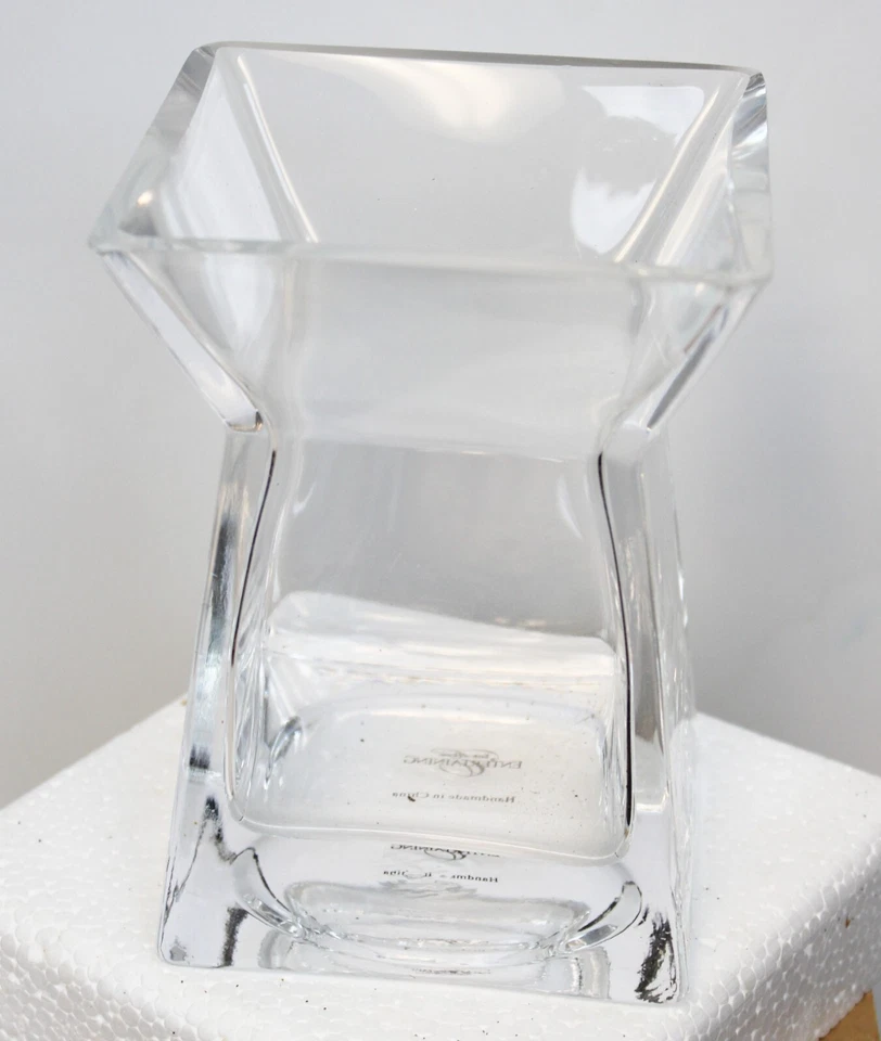 NEW SLAH Southern Living Clear Glass Square Top Vase #3000 Fluted - Image 2 of 4