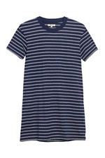 NWT- Madewell 'Tina' Striped Cotton Tee Shirt Dress, Navy Blue/Ivory - XSmall