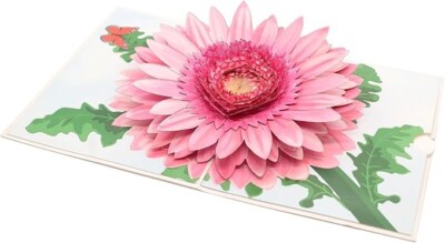 Rosa Blumengarten 3D Pop Up Karte, Thinking of You, Handarbeit Grußkarte