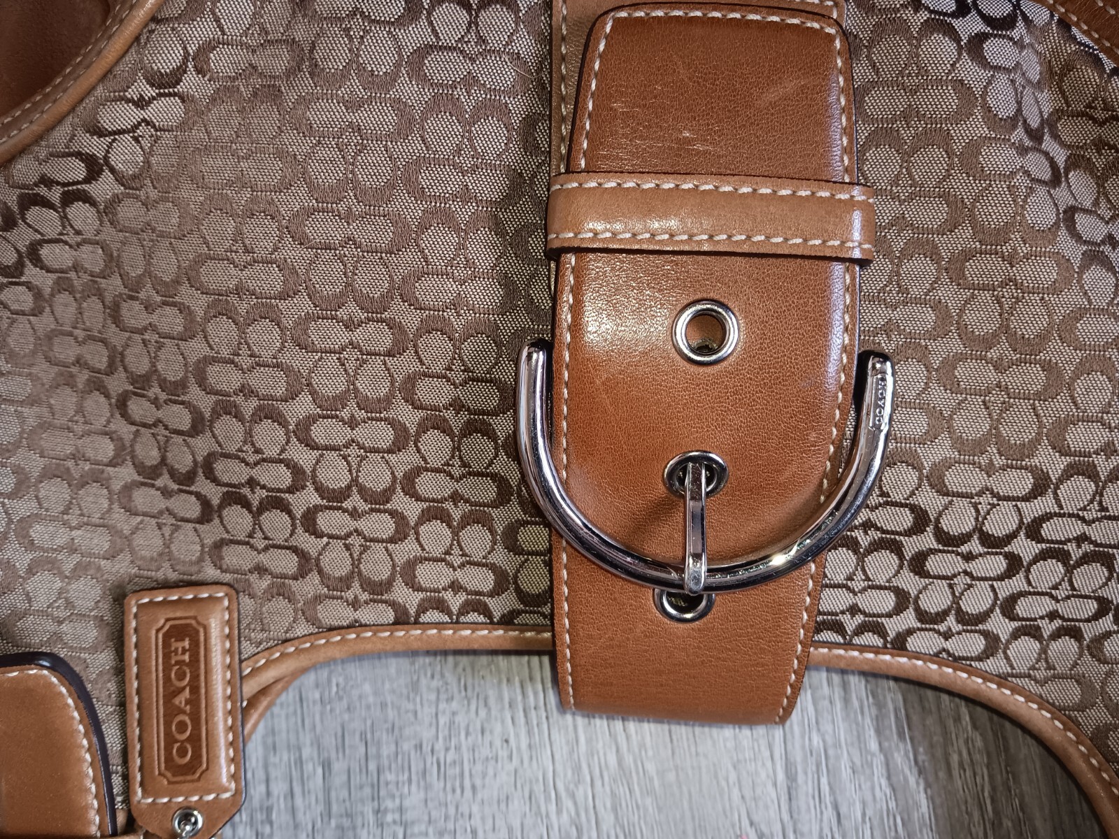 COACH Signature Hobo Leather Flap Bag Small Purse Soho 6818 Brown eBay