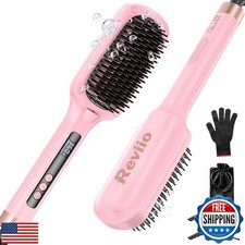 Hair Straightener Brush, 30s Fast Heated Negative Ionic Hair Straightening Br