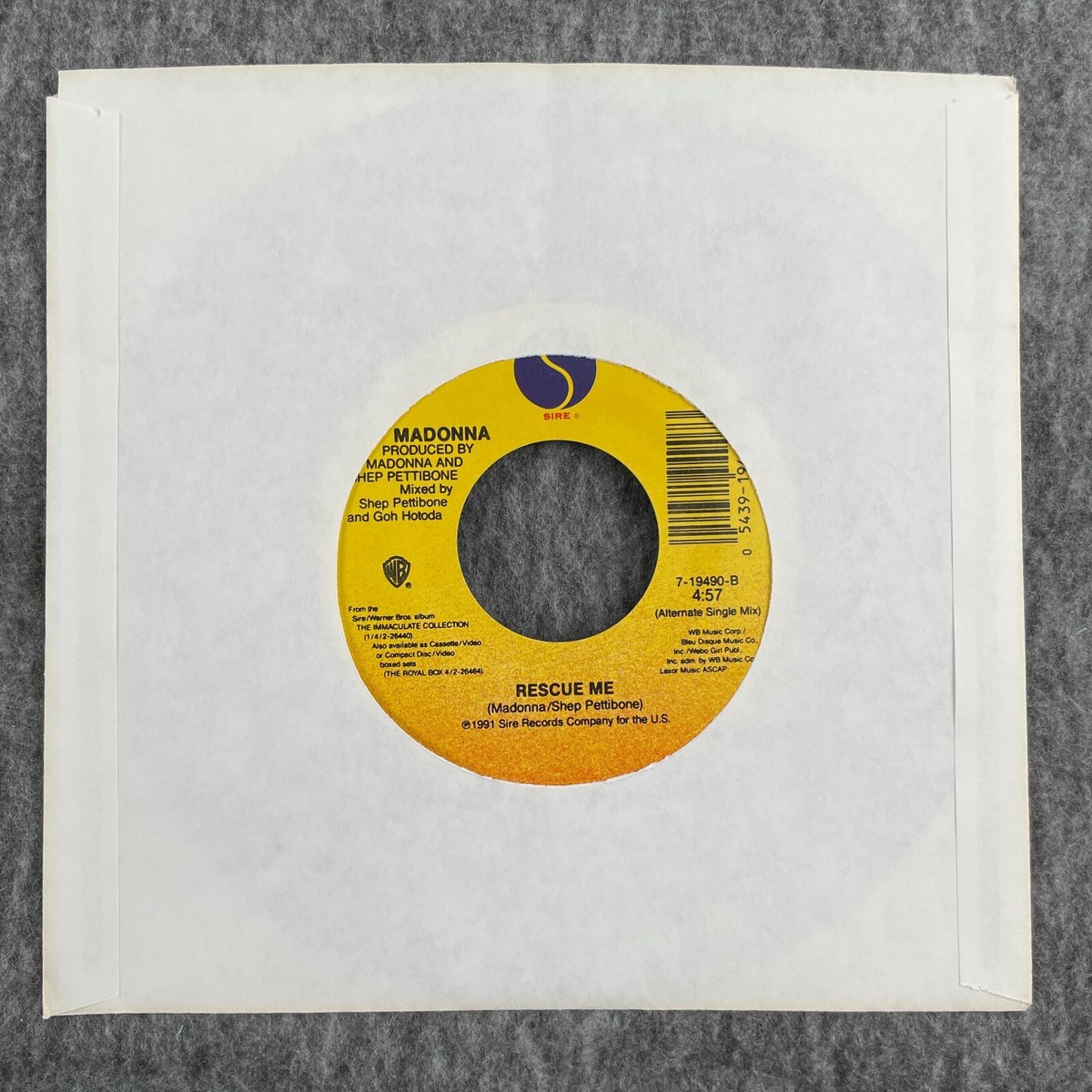 MADONNA Rescue Me / (Alternate Single Mix) 45 Sire 7-19490 NEW
