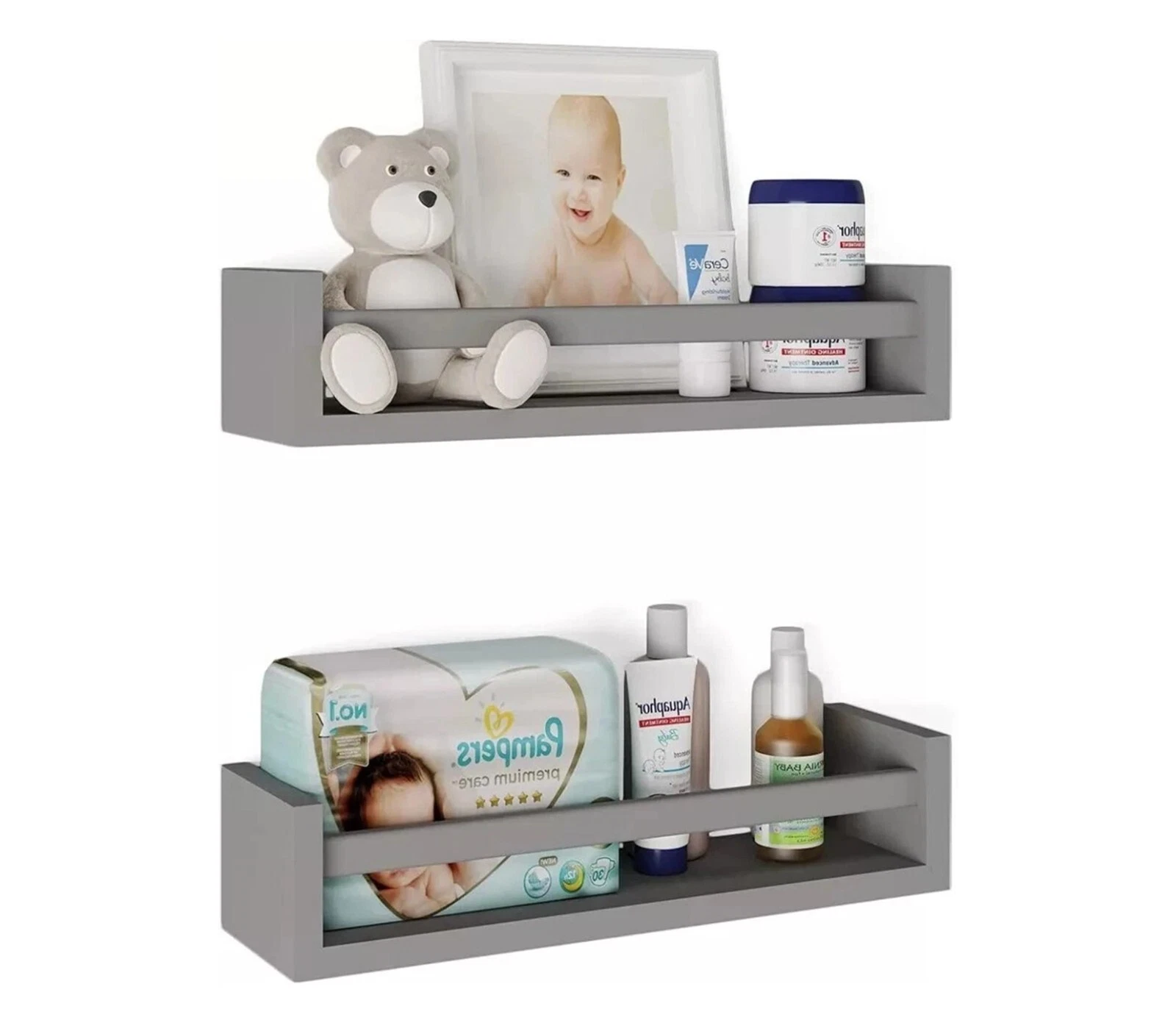 Wooden Spice Jar Rack Grey Wall Mounted Storage Organised Shelf Bookcase
