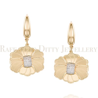 Rea 14k Gelbgold Ohrhänger Blumendesign mattes Finish Geschenk für Mama