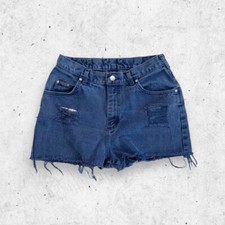 Vtg 90s Lee Riveted High Rise Denim Cutoff Shorts, Union Made in USA, 12, 30