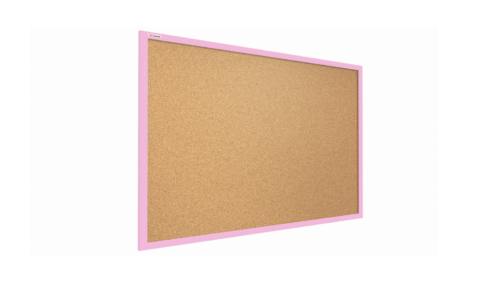 Tablero de aviso de corcho madera natural marco rosa 100x80 cm - Imagen 1 de 7