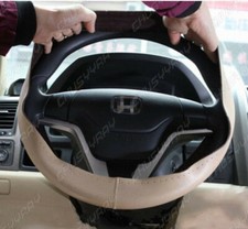 Diy Beige Leather Steering Wheel Cover With Needlesnylon Line For Honda Accord