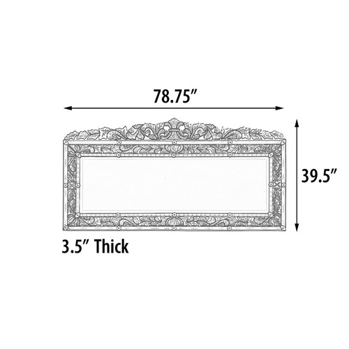 Large Floral Edge Venetian Etched Mirror W/Crown, Horizontal 78.75"x 39.5" WOW - Picture 3 of 3