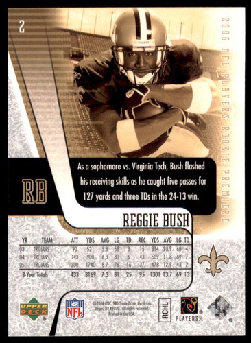 Juego de caja de estreno de novato Upper Deck 2006 Reggie Bush New Orleans Saints #2 - Imagen 2 de 2