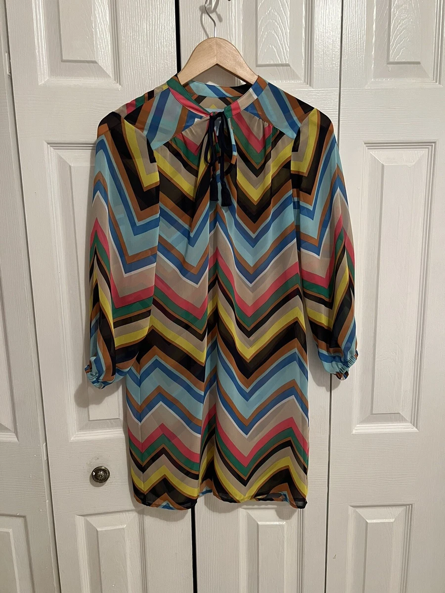 NEW CECE BY CYNTHIA STEFFE MULTICOLOR SEE THRU MID SLEEVE DRESS 4