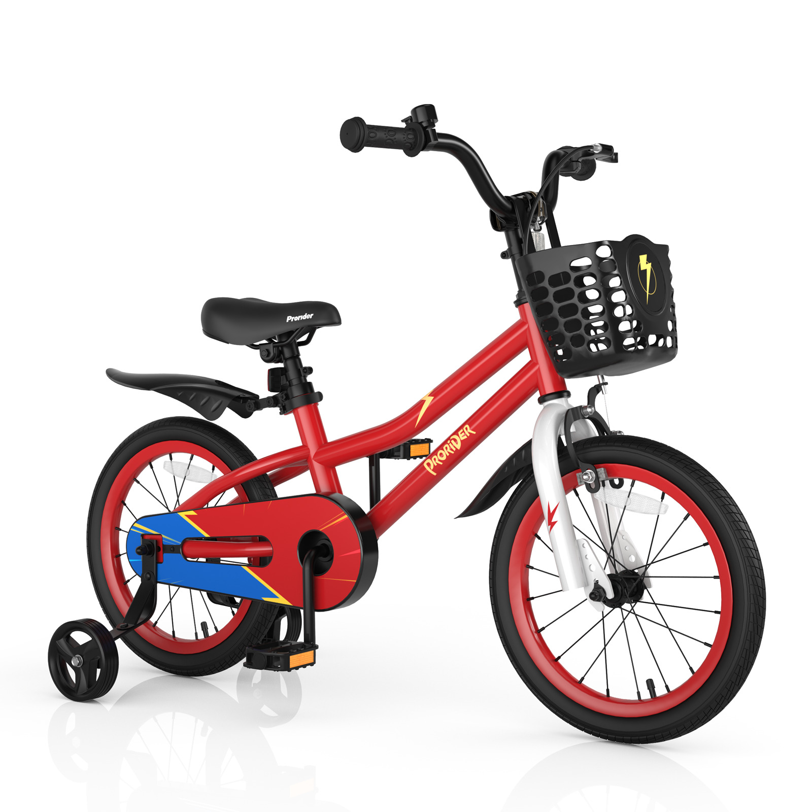 Kid’s 16" Bike w/Removable Training Wheels & Basket for 4-7 Years Old Red