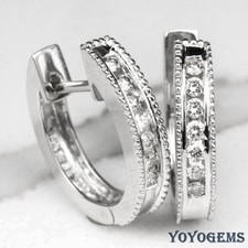 Christmas Sale Moissanite Hoop Earrings Solid 14K White Gold 0.80 CT Round Cut