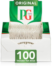 PG Tips Original Black Tea 100 Tea Bags One Cup String Tagged Biodegradable UK 0.09 per strip