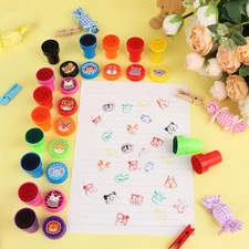 24 Pieces Safari Animal Print Stamp, Mini Colorful Self Inking Jungle Animal ...