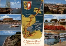 Travemunde Map vintage postcard b306