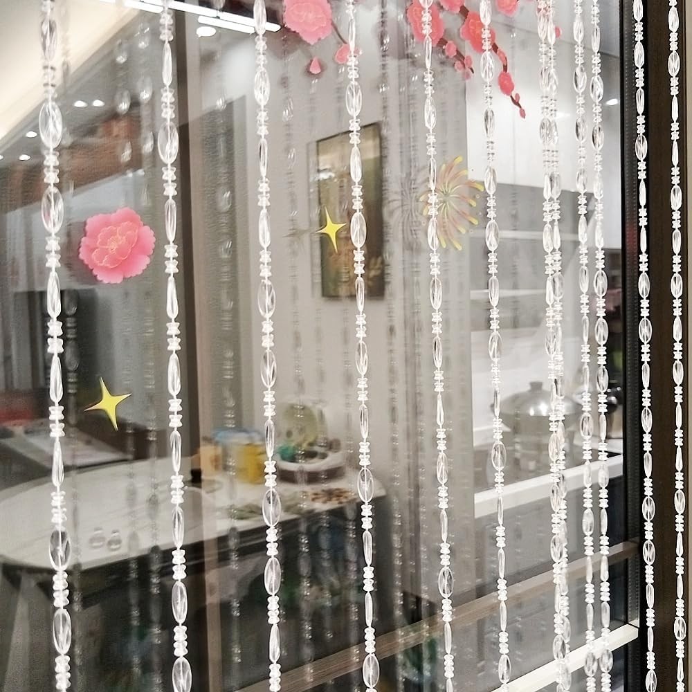 ave split Beaded Curtain Doorways Acrylic 39W x 78.7L (Pack of 1), Clear 