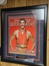 Michael Phelps Signed 16x20 Sports Illustrated 8 Gold Medals JSA COA