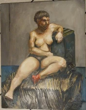 Nude Oil Painting Original Titled "The Red Sock" By Katie Simpson