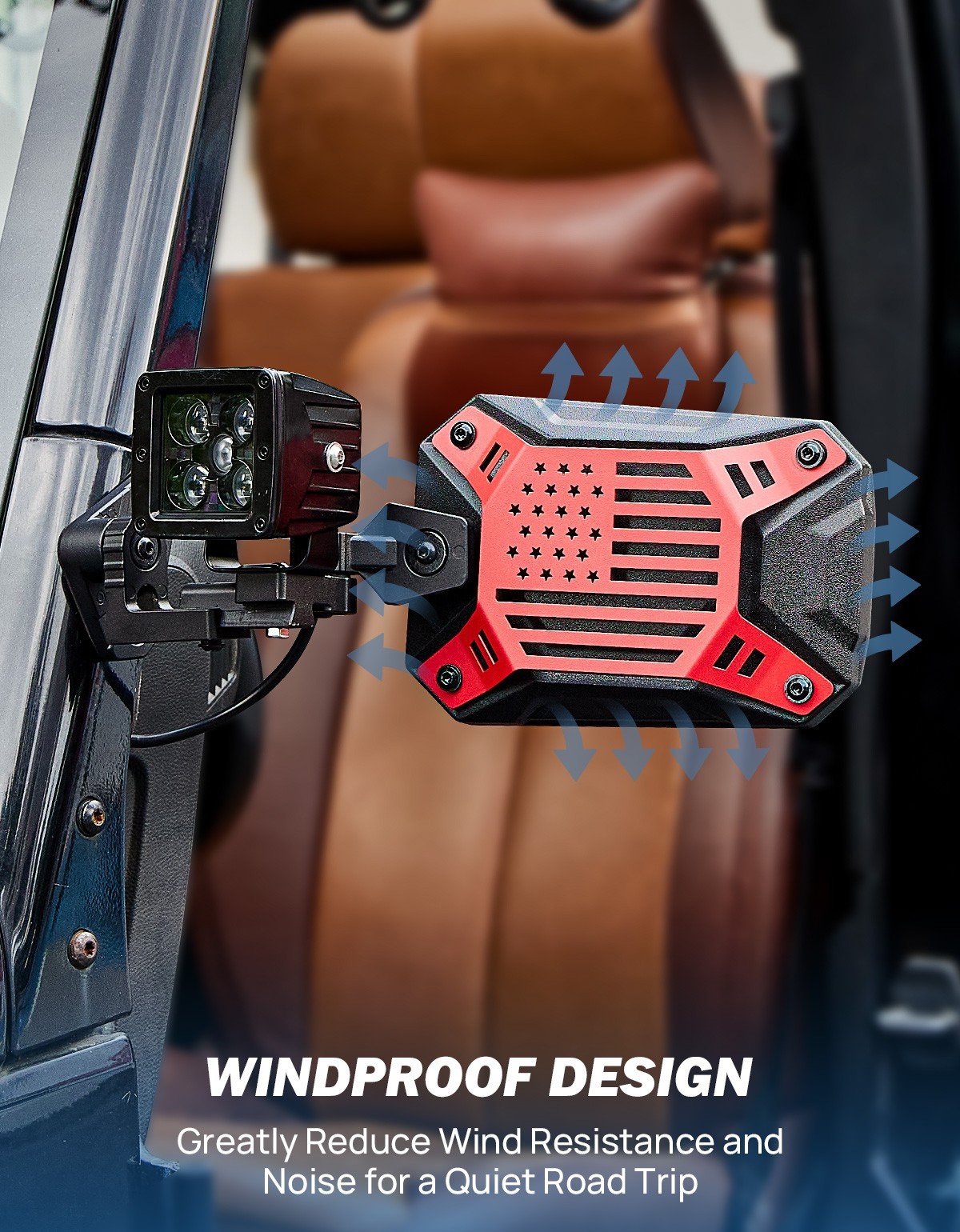 JOYTUTUS Red Side Mirrors Doors On/Off For Wrangler TJ/JK/JKU 1997-2018