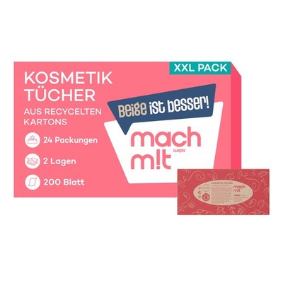 24 Boxen Kosmetiktücher 2-lagig - 200 Tücher pro Box   machm!t - ungebleicht