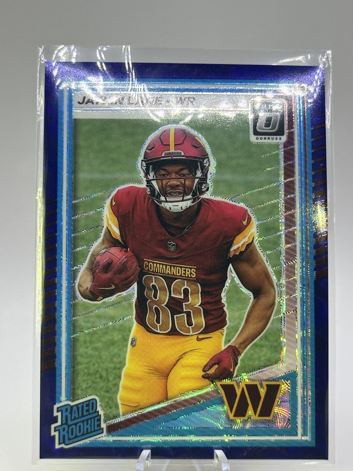 2025 Optic - Rated Rookie Jaylin Lane #249 Blue Hyper Prizm (RC) Commanders