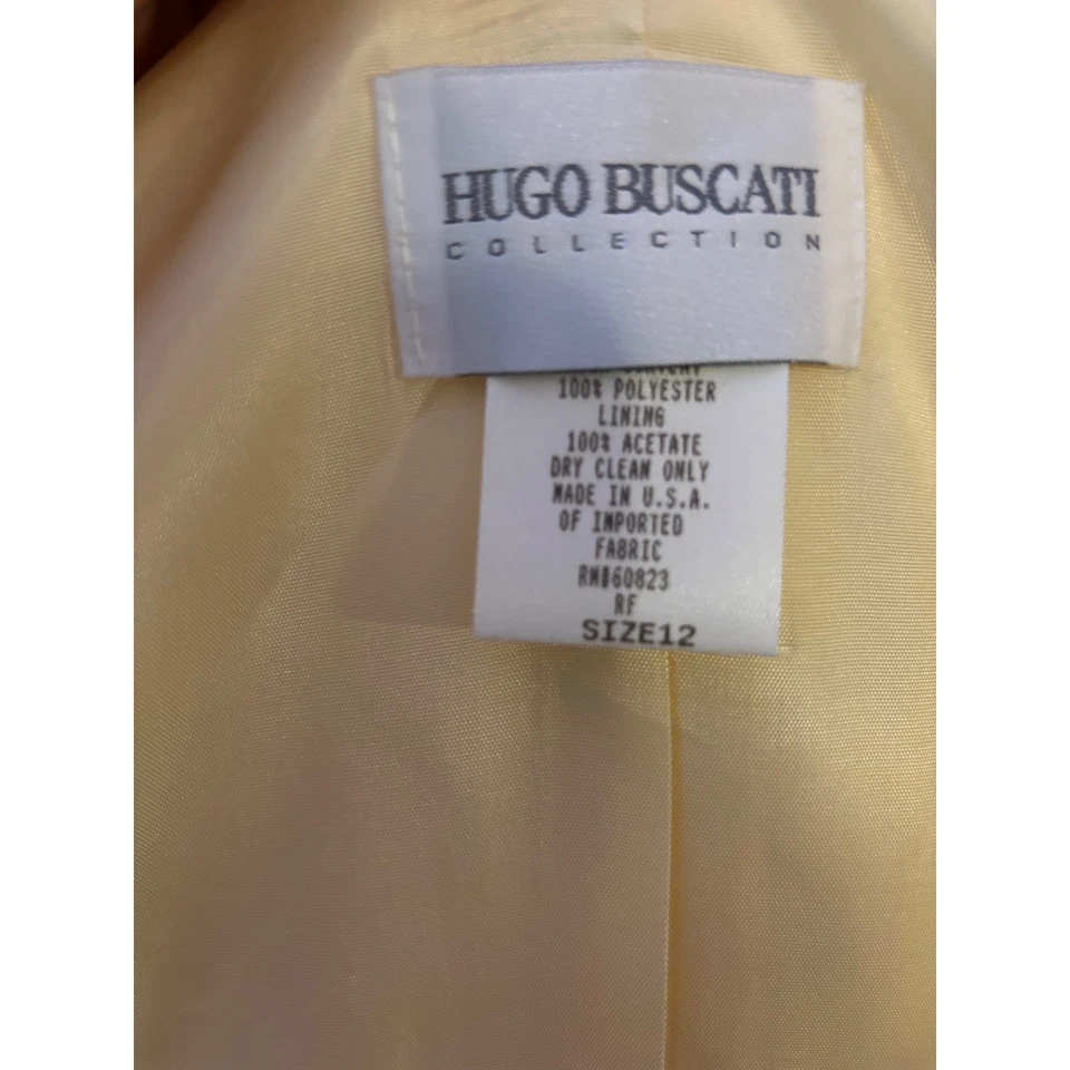 Hugo Buscati Collection Blazer Dress Set Yellow Sleeveless V-Neck Skirt Size 12 - Image 3 of 4
