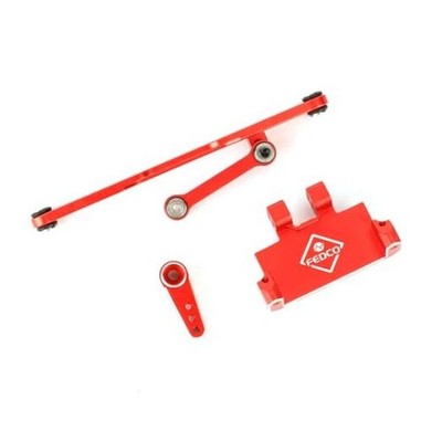 SCX24 Servo Mount Adjustable Steering Link and 15T Servo Arm Horn Set for Red