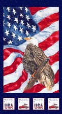 Patriotic Eagle Fabric 24" X44" Panel Wings of Freedom Cotton by Henry Glass