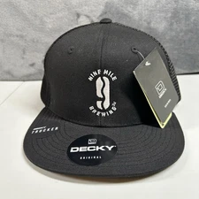 Nine Mile Brewing Trucker Hat Cap Mens Snapback Black Beer Decky Adjustable New