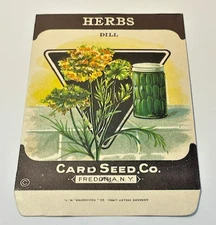 2627.8 ~ 1930’s Vintage Dill Herbs Seed ~ Card Seed Co - Fredonia N.Y. NOS