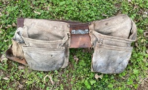 Vintage Boise Cascade Carpenter Apron Tool Belt All Leather Hammer, Nails Pouch