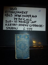 Nr10  Briefmarken USA Original Zeitungsmarke Rar selten alt 1863 Postage 5 cents
